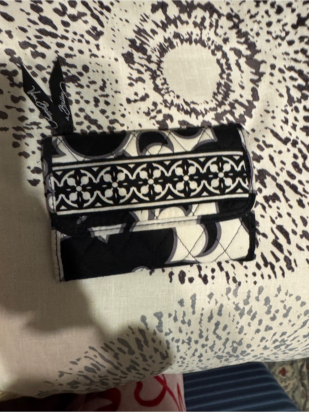 Vera Bradley Black and White Quilted Foldover Cosmetic Pouch